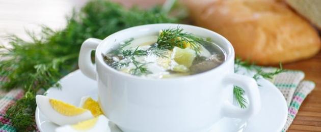 Суп из щавеля с картошкой. Щавелевый суп: рецепт классического супа из щавеля. Зеленые щи из щавеля